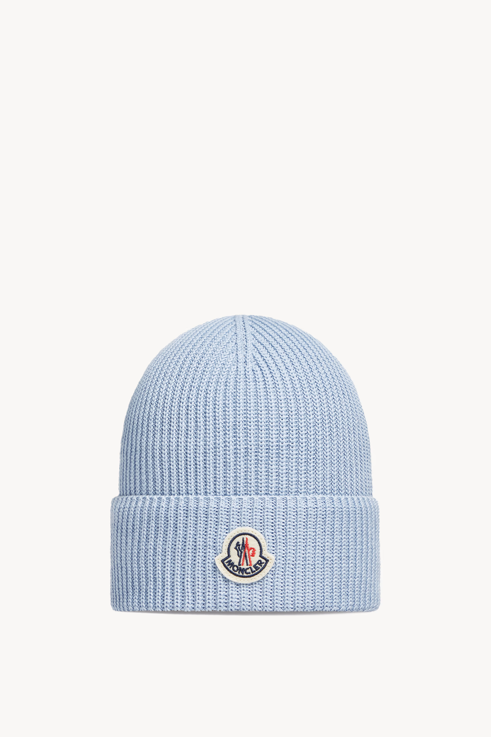 Cotton Beanie Men Light Blue Moncler
